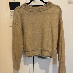 Free People Beige Crew Neck Sweater